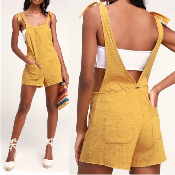 yellow overalls shorts